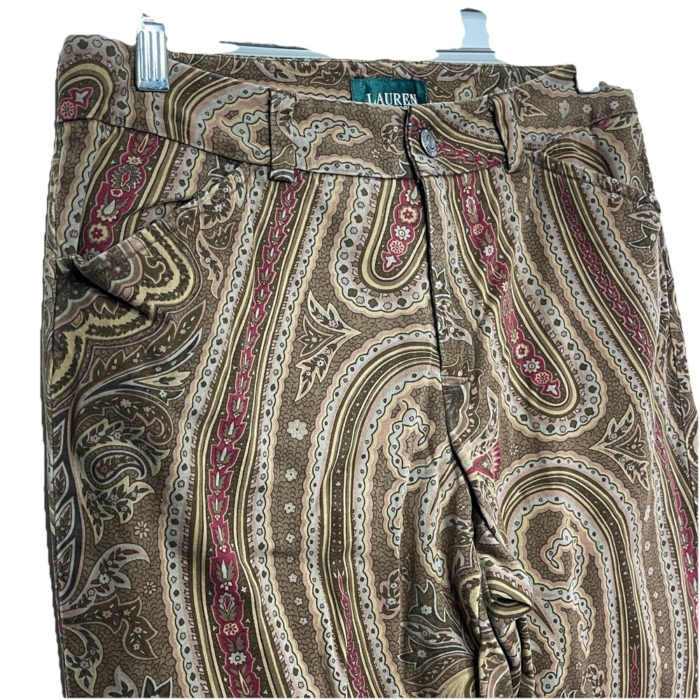 VTGRalph Lauren Paisley Corduroy Velvet Pants Womens 6P Brown‎ Dark Academic - Picture 11 of 13